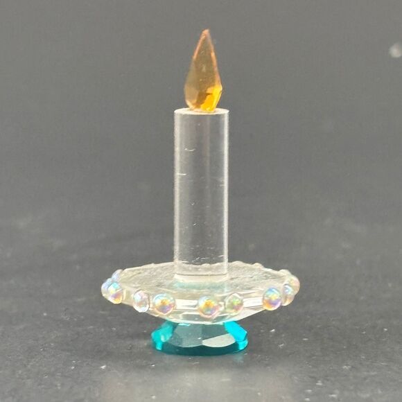 Lead Crystal Christmas Candle Figurine Miniature Holiday Colorful - Picture 1 of 6